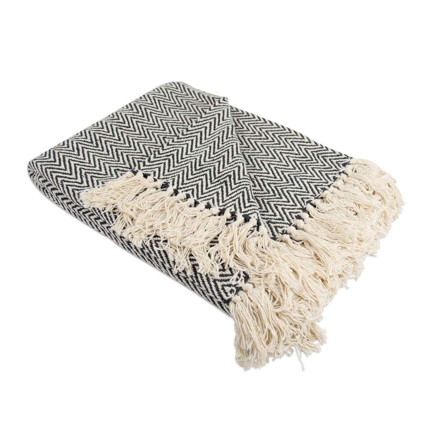 DII Chevron Throw Collection Handloomed Cotton 50x60 Black