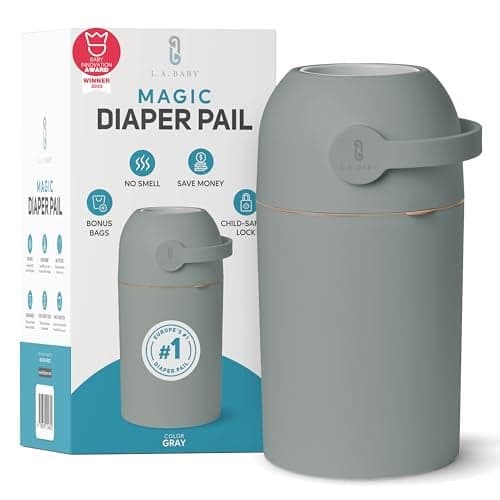 LA BABY Magic Diaper Pail Patented 100 OdorFree System with ChildSafe Lock AwardWinning Design No Refills Required Works with Regular Trash Bags Green