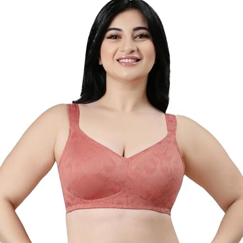 Enamor Women's 75% Nylon, 25% Elastane Wire Free Casual Full-Coverage Bra (F122_Rosette_36D)