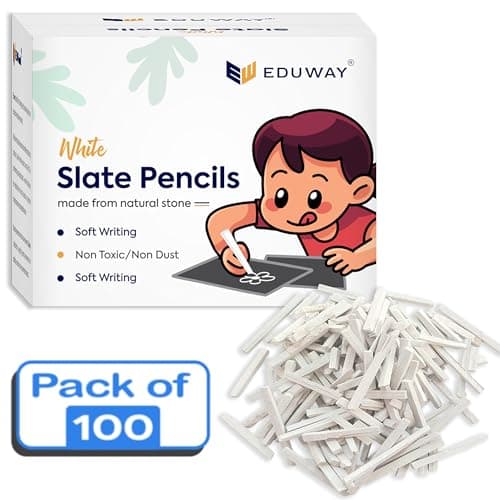 Eduway 100 Pcs Slate Chalk Pencil Bitti | Natural Organic Limestone Chalk Pencil For Writing & Creative | Non-Toxic Pure Natural Earthy Slate Bar Box (Not for Writing Board)