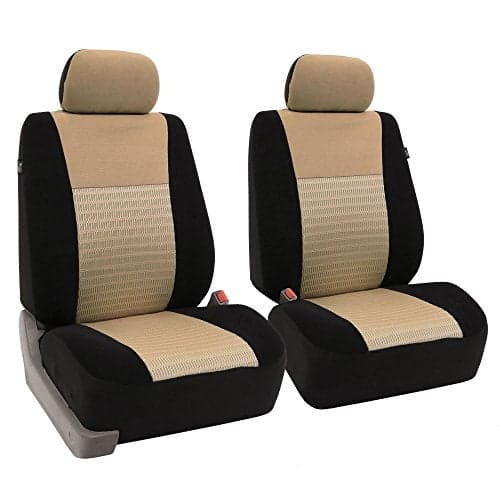 FH Group Trendy Elegance 3D Air Mesh Car Seat Covers - Universal Fit, Washable Seat Cover for SUV, Sedan, Van. Beige, Front Set