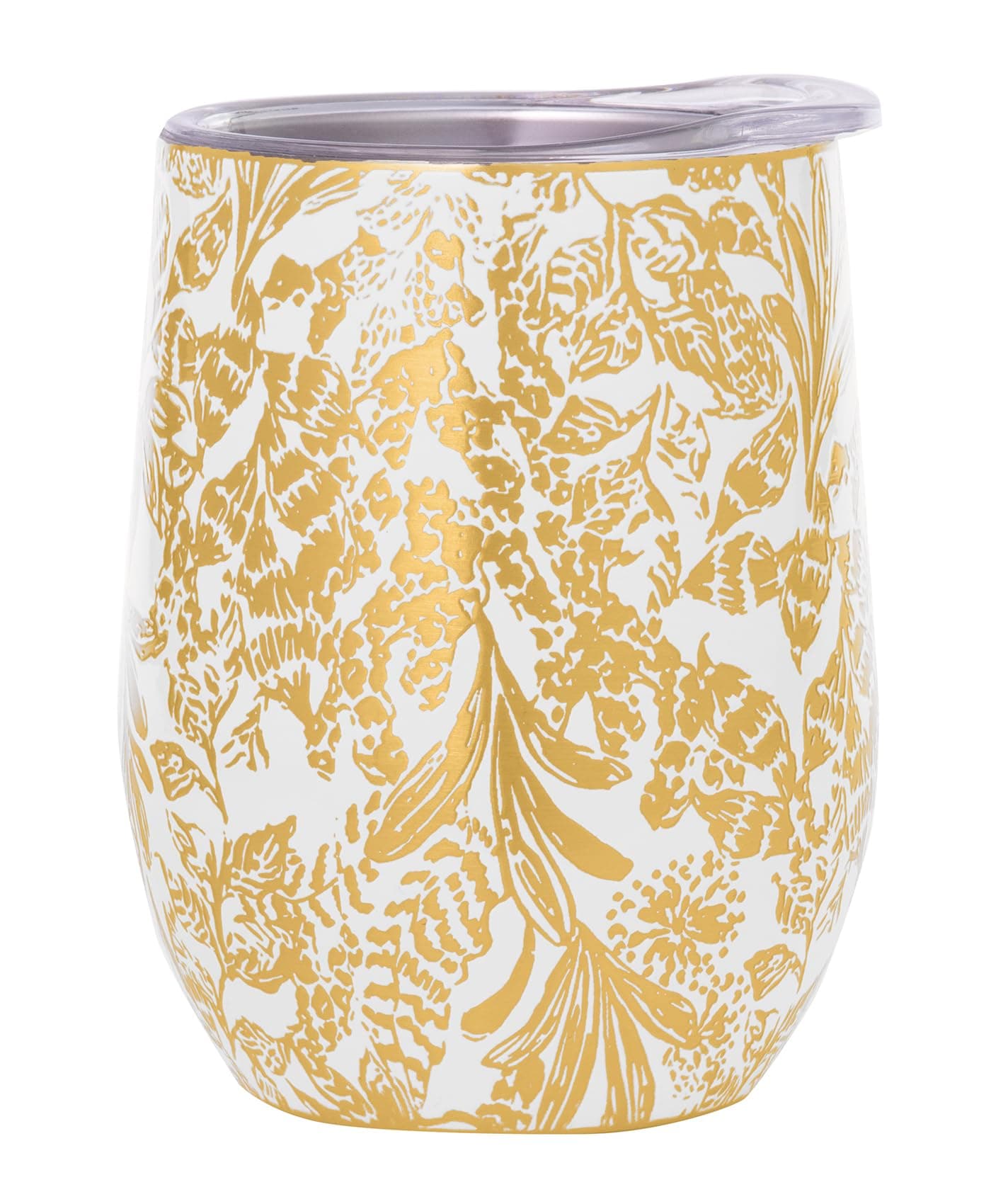 Lilly Pulitzer 12 Oz Insulated Tumbler with Lid Pink Stainless Steel Travel Wine Glass Double Wall Metal Cup Sunny State of Mind