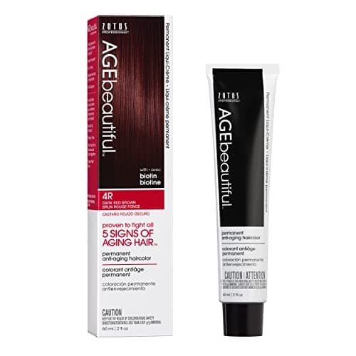 AGE beautiful Permanent Hair Color Dye Liqui Creme 100 Gray Coverage AntiAging Haircolor Biotin for Thicker Fuller Hair Professional Salon Coloring 4R Dark Red Brown