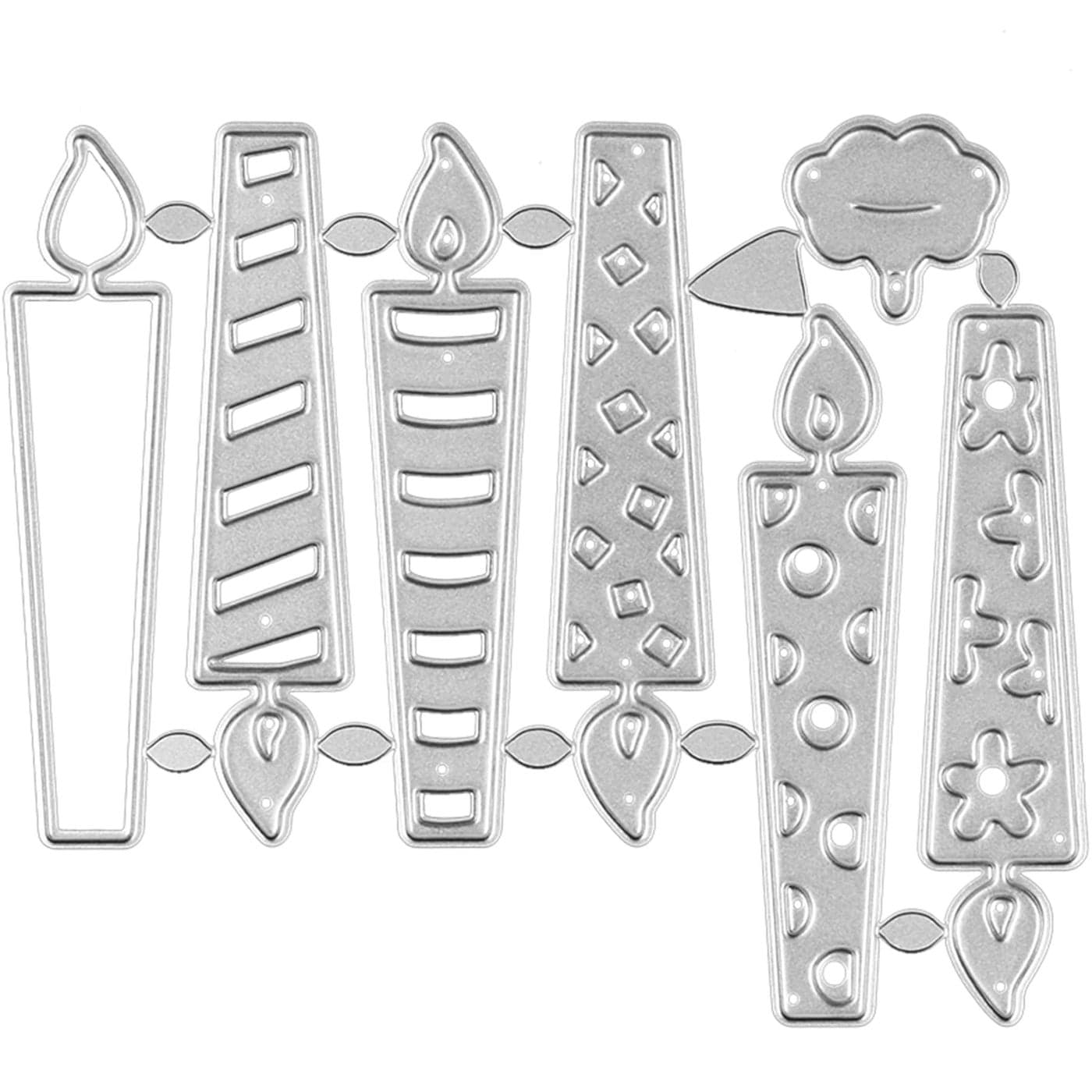 Birthday Metal Cutting Dies Stencils KISSBUTY CrissCross Metal Scrapbooking Dies Cuts Handmade Stencils Template Embossing for Card Scrapbooking Craft Paper Decor Birthday Candle