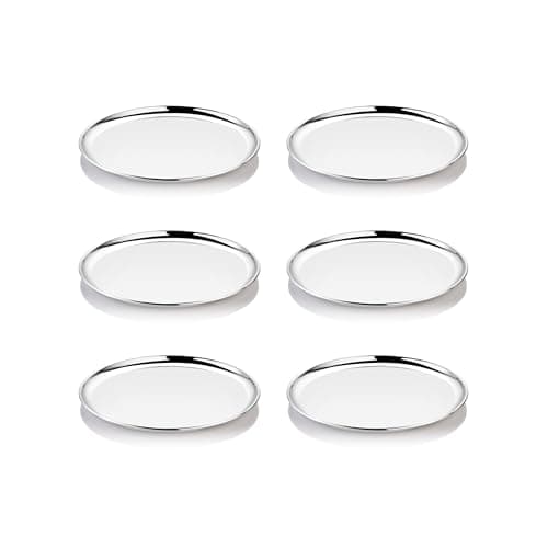 EMBASSY China Plate Spl/Quarter Plate, Size 9, 21 cms (Pack of 6, Stainless Steel)
