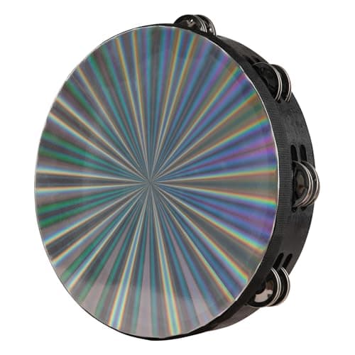 Radiant Tambourine 10 Inch Hand Held Tambourine Double Row Jingles Reflective Drum Percussion Musical Instrument for Adults Church KTV Party Dance