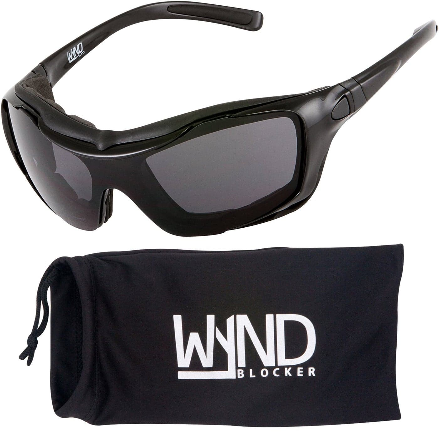 WYND Blocker Large Motorcycle Riding Glasses Extreme Sports Wrap Sunglasses Black Smoke