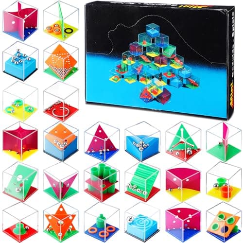 Sumind 24 Pcs Mini Maze Cube Puzzle Box Set Gift for Christmas Balance Iq Maze 3D Brain Teaser Ball Ideal Prizes Gifts Puzzles Party Favor for Mind Challenge Gifts Intelligent