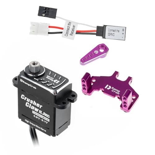RampCrab Steering Servo 115KG for SCX24 AX24Steel Gear Water Proof Come with Servo Mount Servo Horn for RC Crawler Car Model Upgrades Parts Axial AX24 SCX24 Upgrade Parts Purple Horn