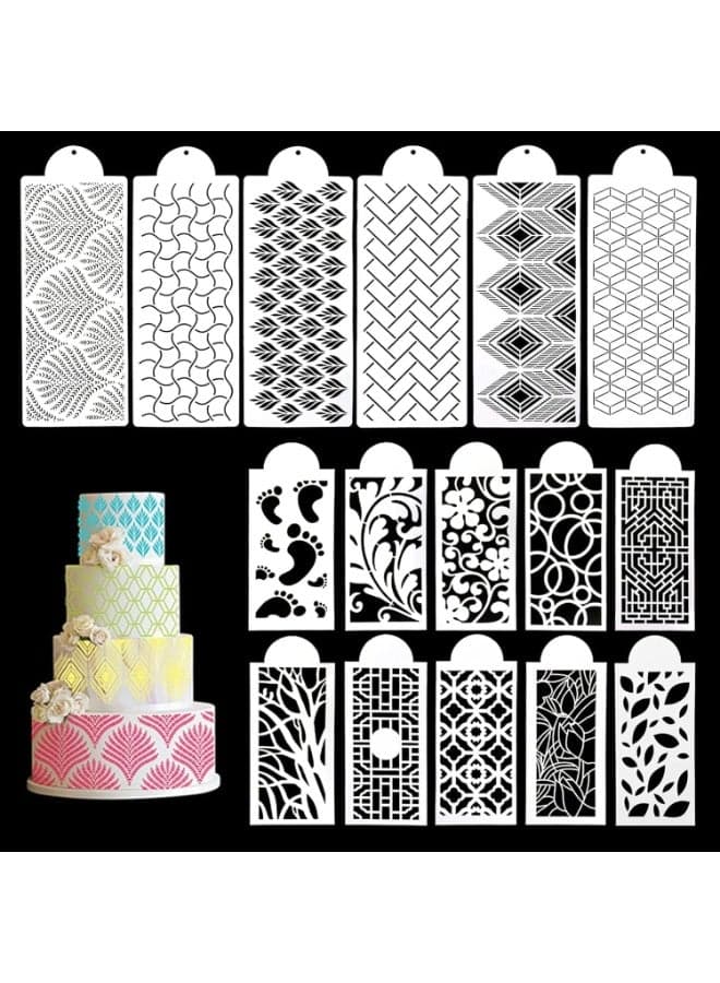 16 Pcs Cake Decorating Stencils, Floral Wedding Cake Molds, Reusable DIY Baking Decor Mold for Cake Decoration, Cookie Fondant Dessert Decorating Supplies, Hollow Lace Cake Decoration Molds