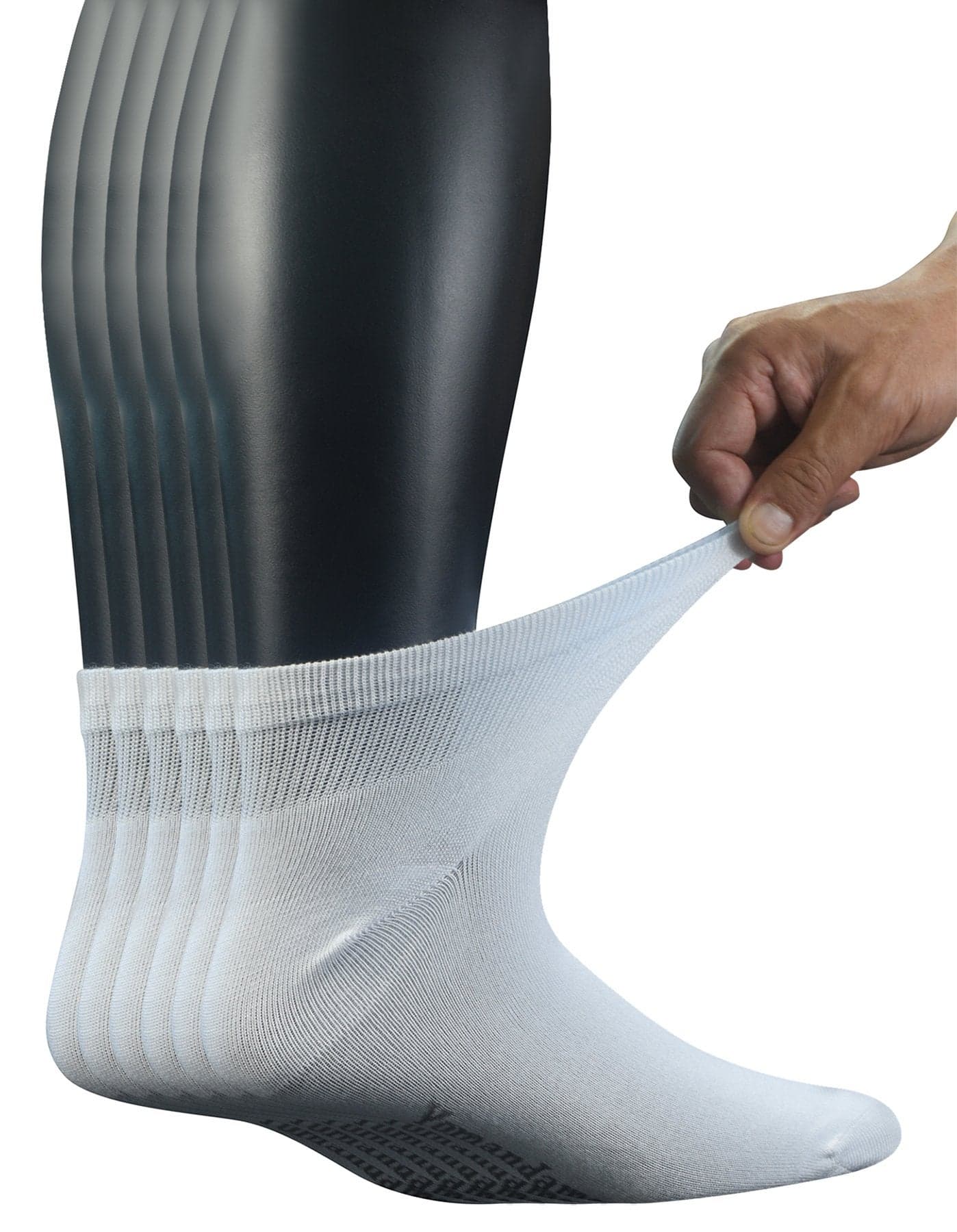 Yomandamor Men's Diabetic Ankle Socks with Seamless Toe and Non-Binding Top,6 Pairs L Size(10-13)