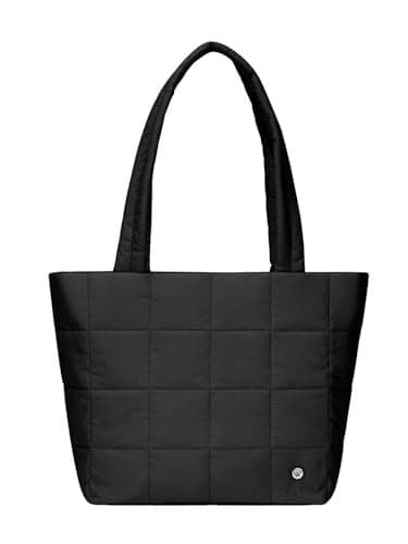 WESTBRONCO Puffer Tote Bags for Women Puffy Quilted Purse Nylon Shoulder Bag and Handbags with Laptop Compartment