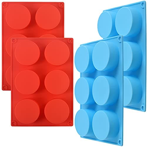 homEdge Silicone Cylinder Candy Mold, Round Chocolate Cover Mold for Making Muffin Cookies Cupcake Sandwich Pudding Brownie Cake-Blue and Red