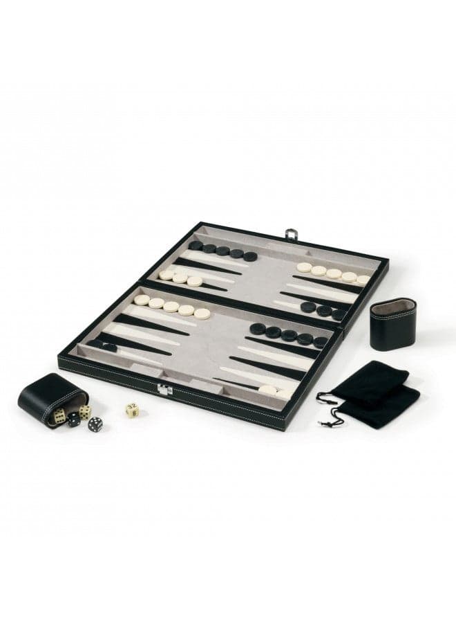 Mainstreet Classics by GLD Products 15-Inch Backgammon Board Game Set , Black/White