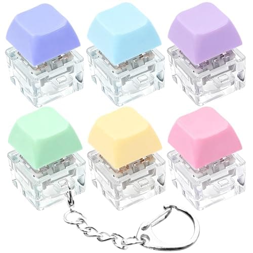 6 Pack Keyboard Fidget Toy Keyboard Fidget Keychain Keyboard Decompression Button Finger Clicker Toys Button Stress Relief Fidget Gifts for Adult to Relief Stress Mix Macaron