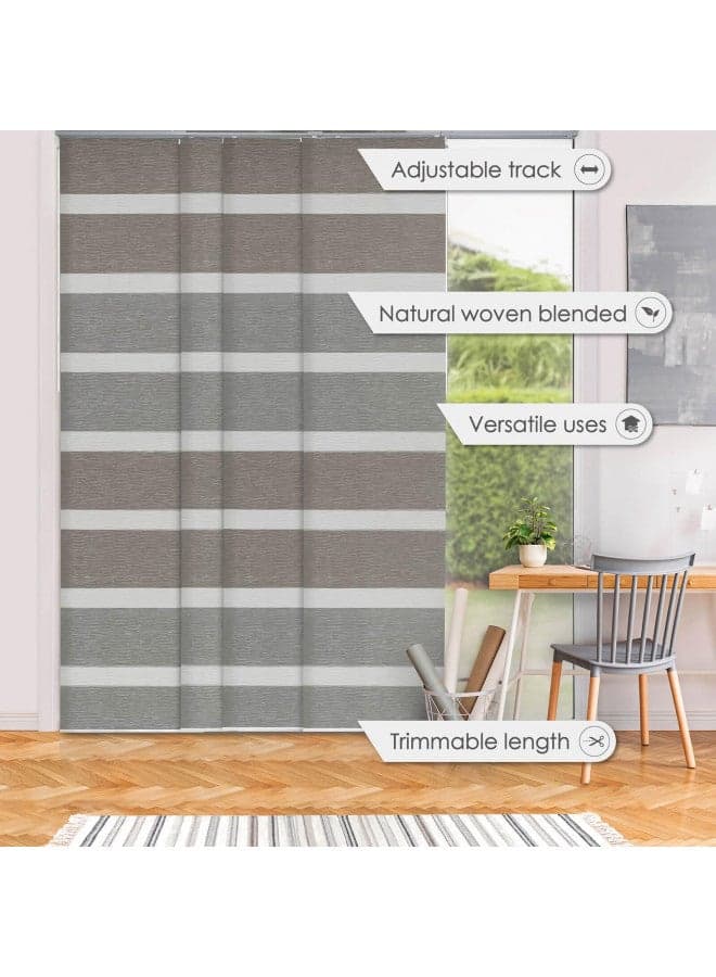 GoDear Design Adjustable Vertical Blinds, 45.8"-86" W, Up to 96" H, Extendable Track for Sliding Patio Doors, Trimmable Woven Panel Curtains, Limestone