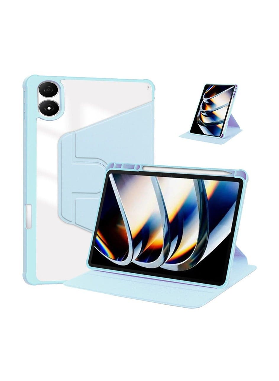 Infinix XPAD 20 11 Tablet Leather Case with Auto Wake/Sleep Function, 360° Swivel Stand Acrylic Transparent Back Cover Built-in Pen Holder