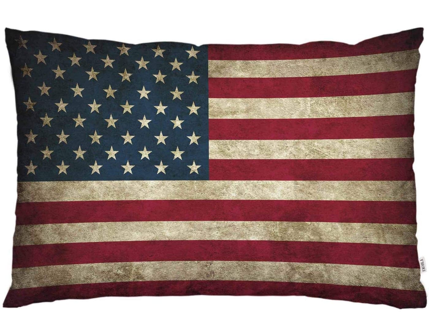 EKOBLA Throw Pillow Cover Rustic USA Flag Vintage American Flag Patriotic Striped Design Stars Old Aged Grunge Art Decor Lumbar Pillow Case Cushion for Sofa Couch Bed Standard Queen Size 20x30 Inch