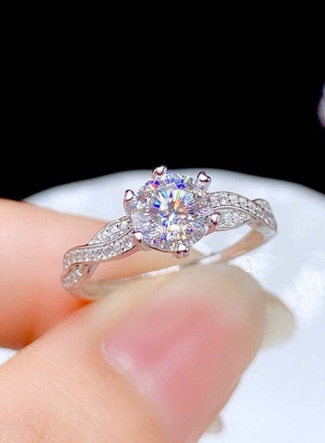 1-Carat Open Ring with Zircon for Women | Ring for Ladies | Size adjustable | Eight Heart Eight Arrow Plated Twisted Arm Full Diamond Design |Perfect Gift for Mother's Day, Valentine's Day, Birthday, Wedding, Graduation Evening Parties