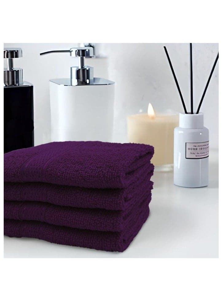 Daffodil (Purple) Premium Face Towel (30x30Cm-Set of 24) Cotton, Highly Absorbent and Quick dry, Hotel and Spa Quality Bath linen with Stripe Diamond Dobby-500Gsm