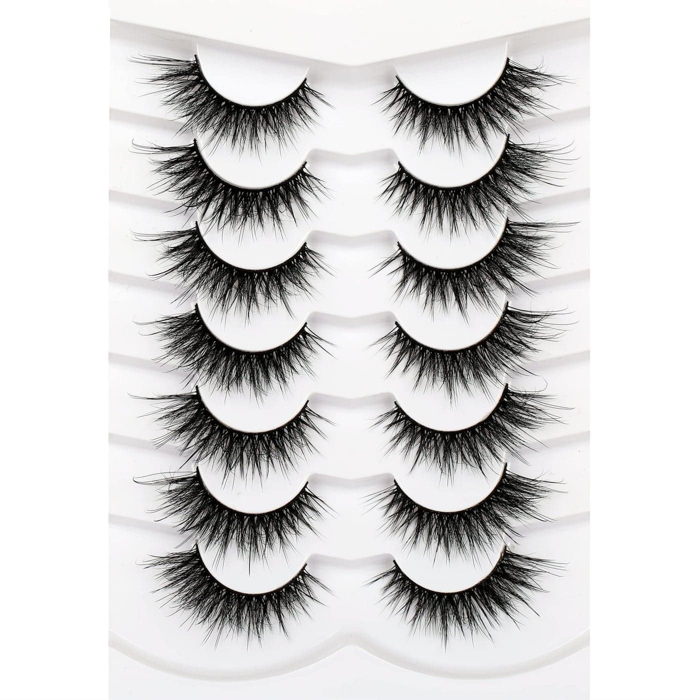 Pooplunch False Eyelashes Fairy Fluttery Lashes Wispy 8D Volume Natural Crossed Fake Eyelashes Faux Mink Lashes Strips 7 Pairs Pack