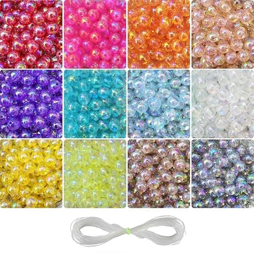 INDIKONB 720 Pcs Multi Colour Pearl Beads - 8 mm 12 Colors (60 pcs Each) - Multicolor Loose Spacers with Hole for Jewelry Making, Round Rainbow Bead for DIY Craft Bracelet Necklace Earrings (8MM)