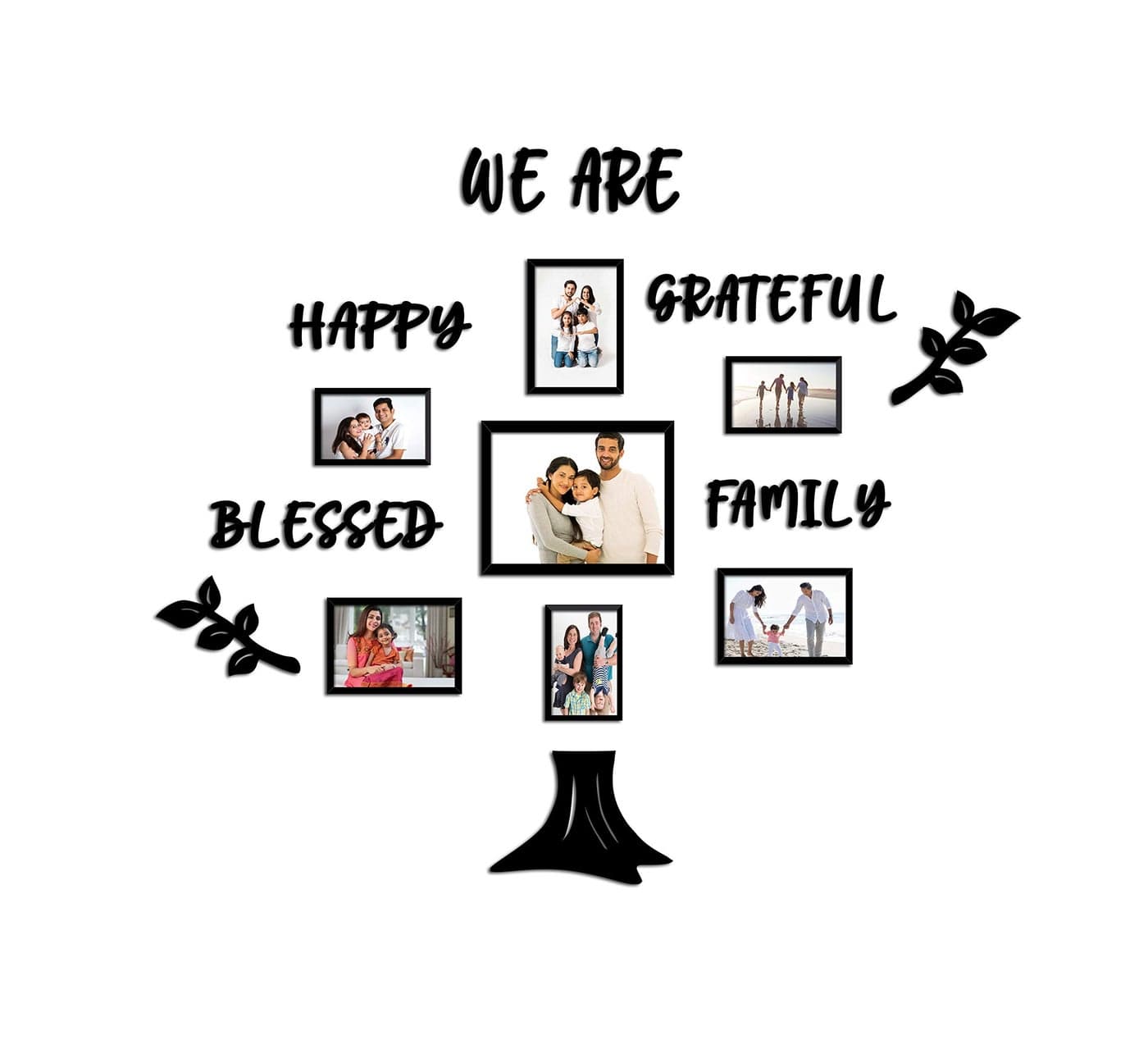 PAPER PLANE DESIGN Family Tree Collage Photo Frames for Wall Decor Set (Style-1)