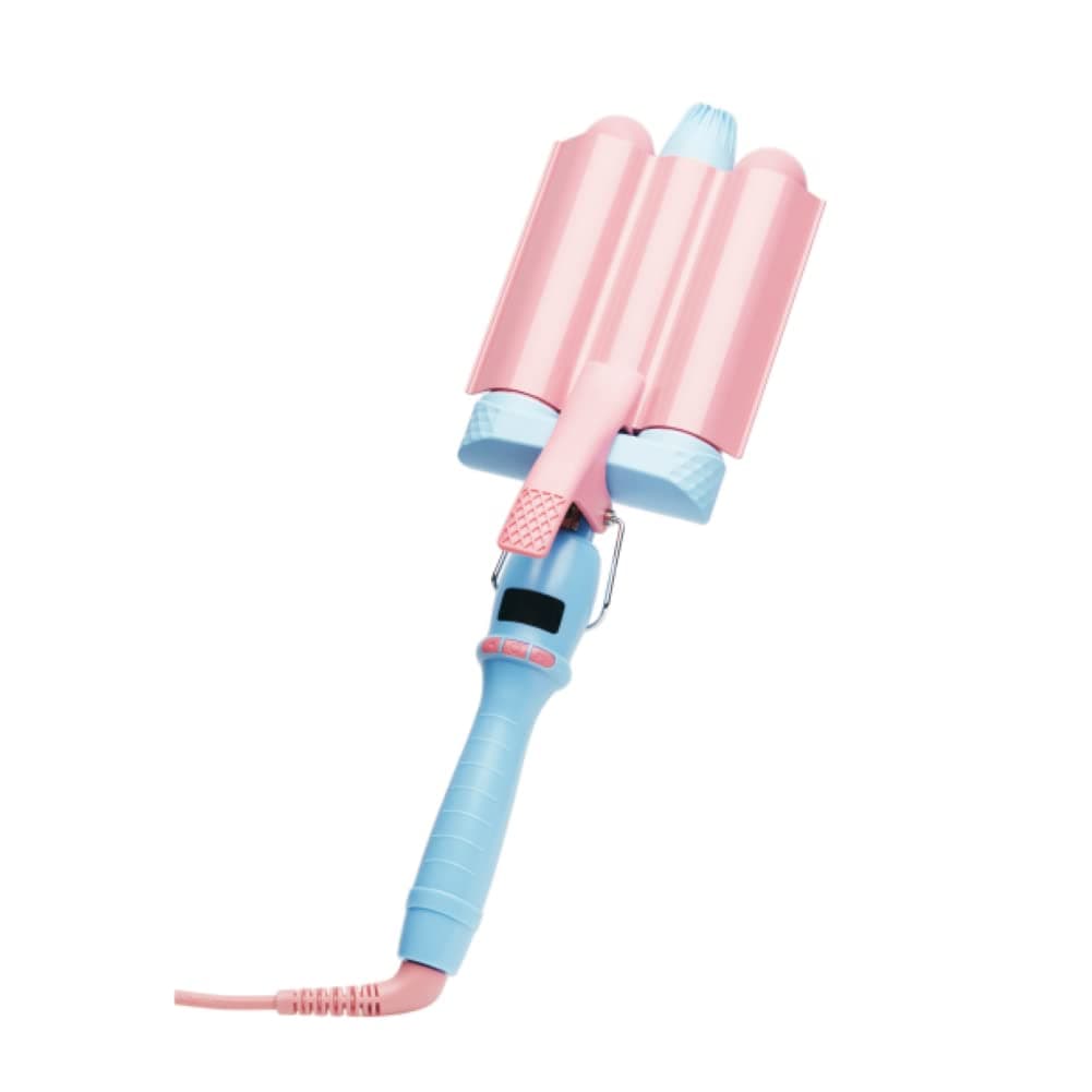 Flower Beauty 125 Tourmaline Ceramic Triple Barrel Curling Iron Effortless Beach Waves Simple Clamp Adjustable Heat Setting