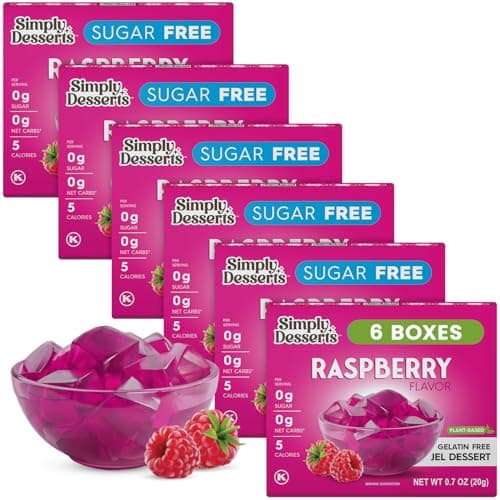 Simply Desserts Sugar-Free Raspberry Jel, 6-Pack – Vegan Dessert, Keto Snacks, Diabetic Friendly & Kosher, 1.7 Oz Ea