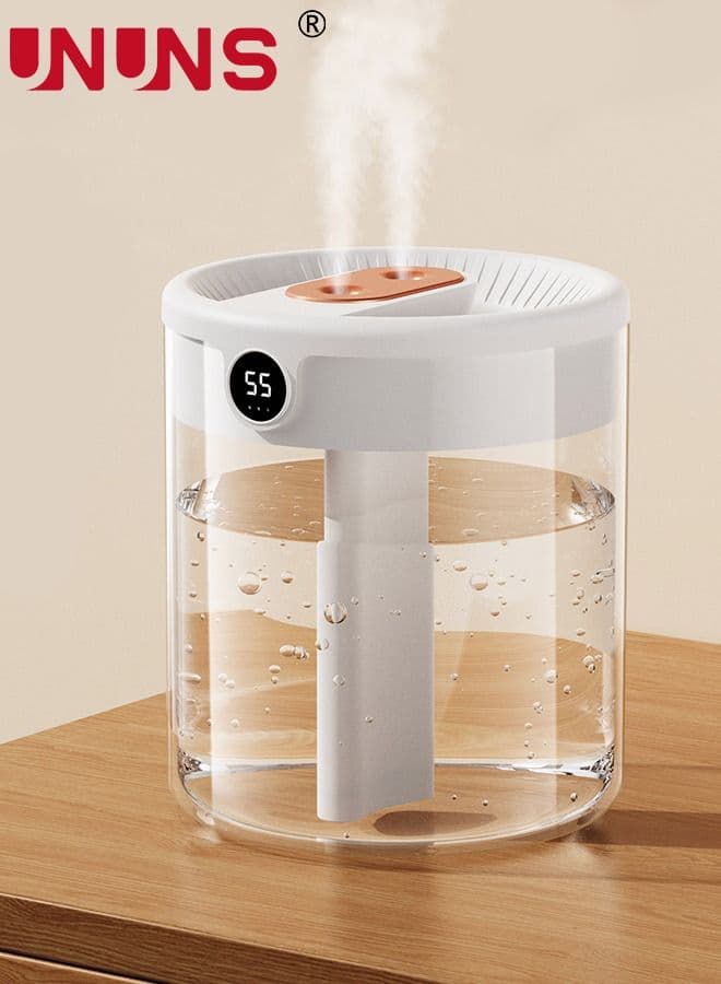 Humidifiers For Bedroom,2L Double Nozzle Cool Mist Humidifier,USB Personal Desk Humidifier With Humidity Display And Night Light For Bedroom,Plants,Office