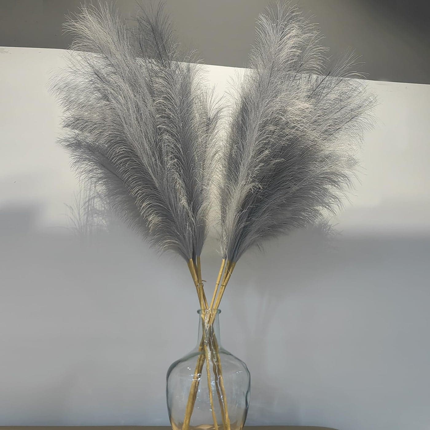 Wttisel 38 10 Stems Faux Pampas Grass Tall Grey Tall Pampas Grass Decor Pompas Floral Arrangement and Vase Filler for Boho Home Wedding Mothers Day Decoration