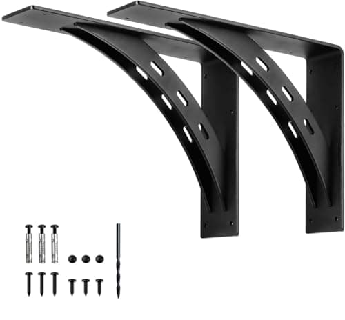 Heavy Duty Shelf Brackets (Set of 2) - 16" x 12" Max Load 1100 Lbs - Premium Alloy Metal Mantel Brackets