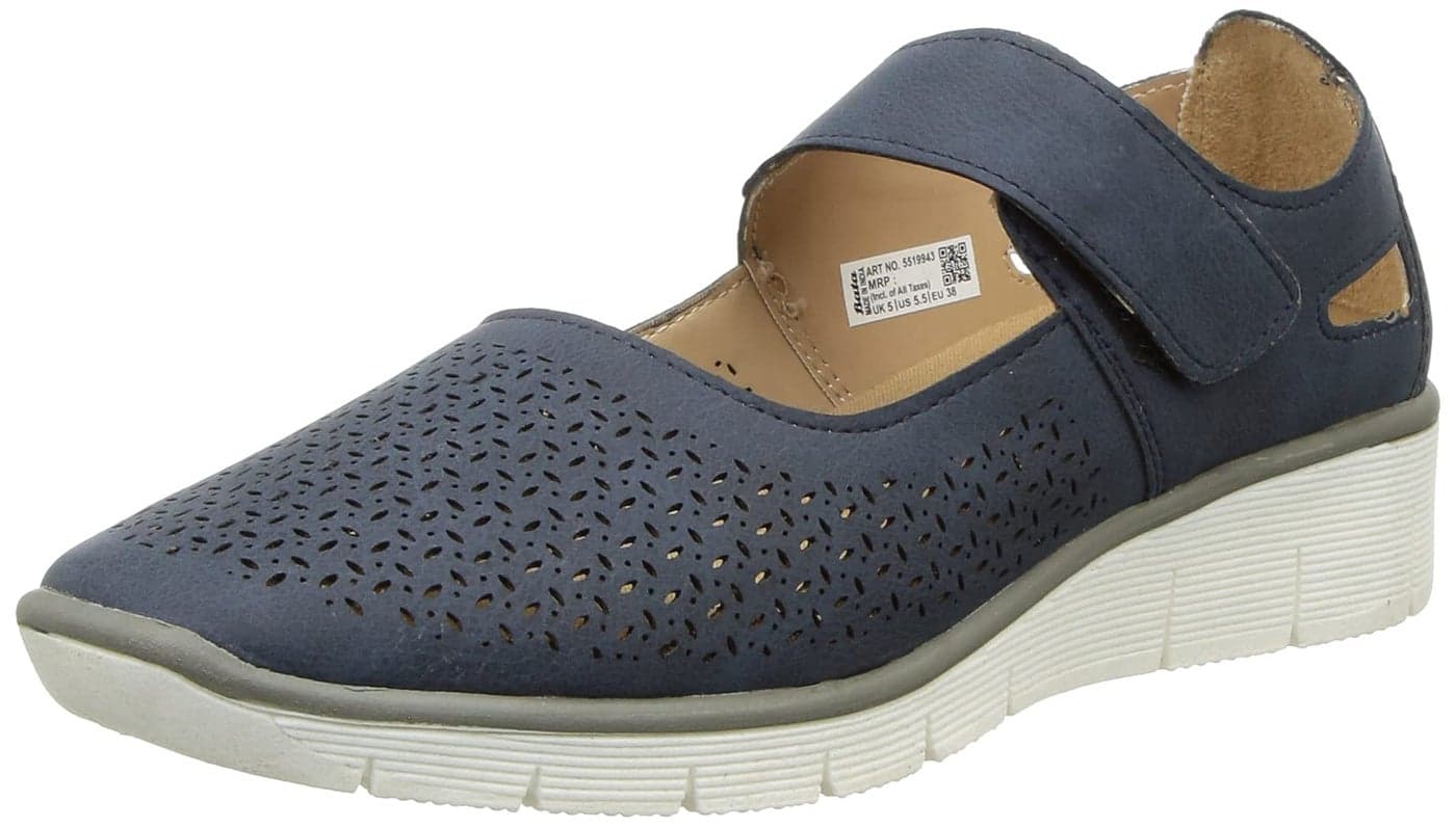 Bata Women's Velcro Ballet Flat - Blue (3 UK) (5519943)