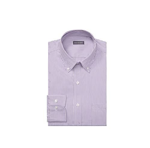 Van Heusen Men's Pinpoint Regular Fit Stripe Button Down Collar Dress Shirt Shirt, Wild Orchid, 16" Neck 34"-35" Sleeve