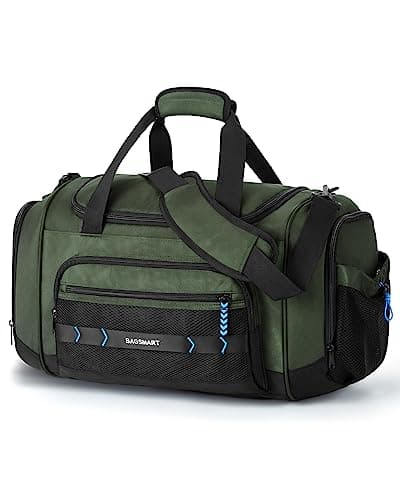 BAGSMART Gym Bag for Men & Women, Sports Travel Duffel Bag Carry-on Bag, Lightweight Weekend Overnight Bag with Shoe Compartment & Wet Pocket, Water-resistant Workout Duffle Bag for Travel Gym -Green