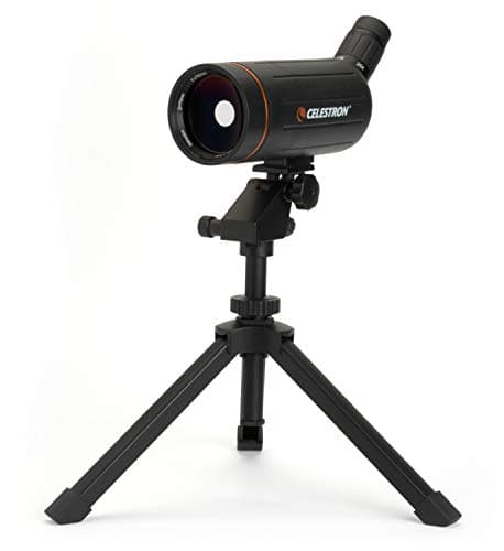 Celestron Mini Mak 70mm Angled Spotting Scope Maksutov Spotting Scope Great for Long Range Viewing 2575x Zoom Eyepiece MultiCoated Optics Rubber Armored Tabletop Tripod Included