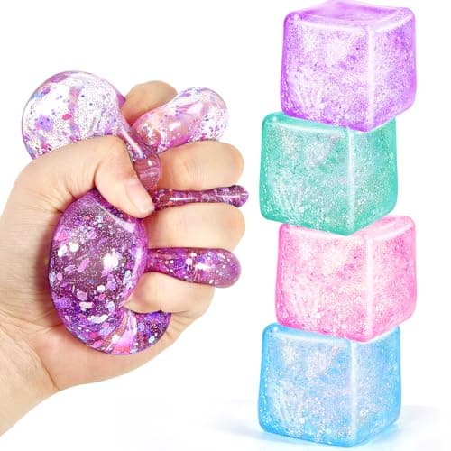 UGYWI Squishy Fidget Toys for Kids Adults 4 Pack Cube Sensory Squeeze ToyLarge Size 216 Stress Anxiety Relief Balls Gifts for Girls Boys Teens Party Favors Toys for Ages 3 6 7 8 12 Years Old