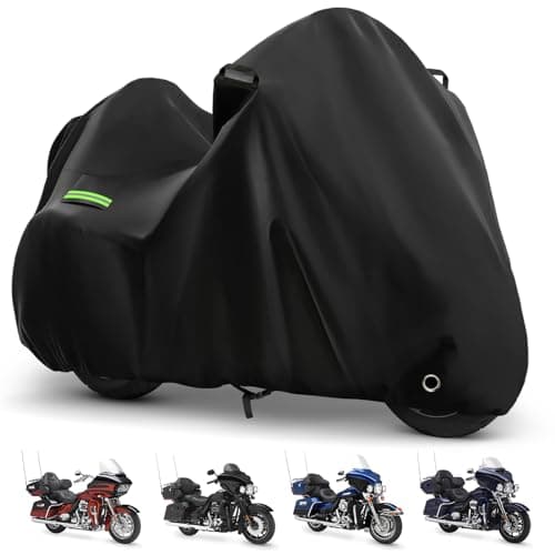 Motorcycle Cover for Touring Road Glide/Ultra Limited/Gold Wing Tour/Indian Pursuit, 210T Waterproof Sun UV Rain Outdoor Protection Motorbike Cover with Lock Hole & Soft Cotton Lining