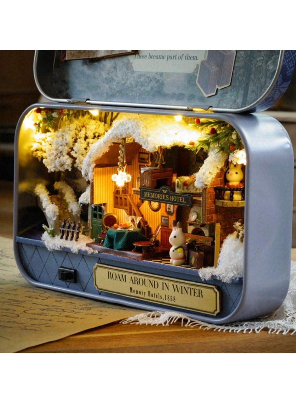 Dolls House, Box Theatre Miniature Kit Architecture Model Building Kits with Furniture LED, Time Travel Series diy Kids Toy