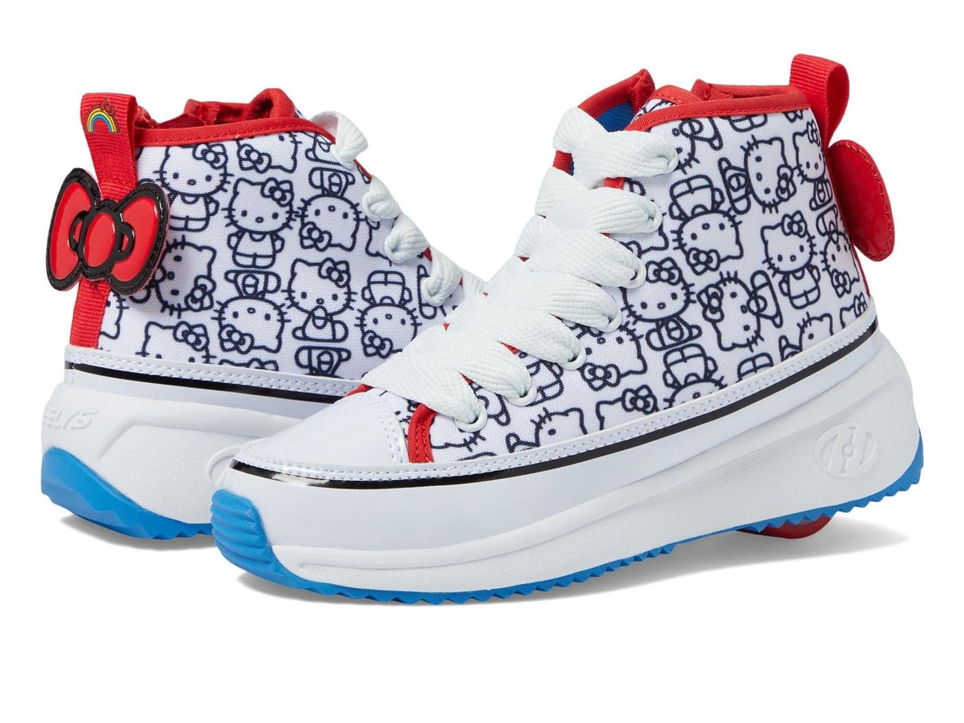 HEELYS Girls Veloz Chi Hello Kitty (Little Big Kid/Adult) Wheeled Heel Shoe, White/Black/Red/Olympic Yellow, 7