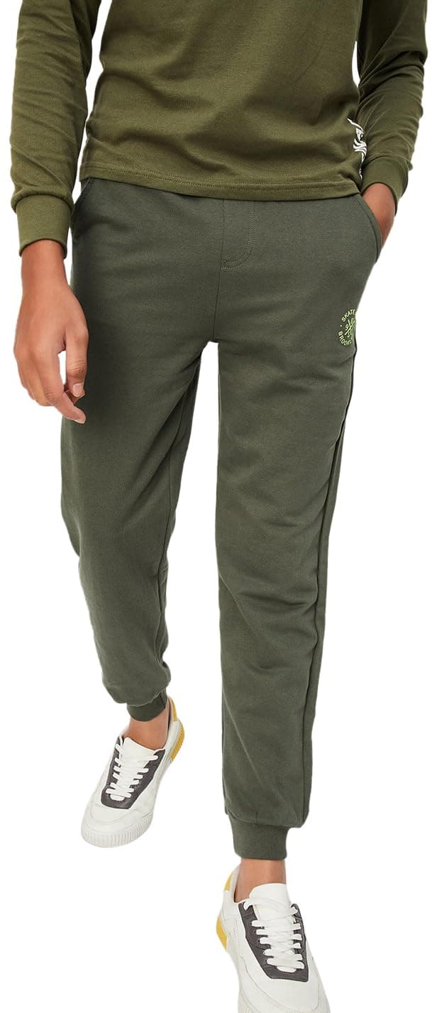 Max Boys Solid Elasticated Joggers (S24FCT71OLIVE Green)_11-12Y