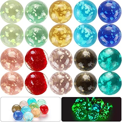 Skylety 20 Pieces Large Marbles Glowing in The Dark Marbles Bulk Luminous Colorful Handmade for Kids Science Toys Games DIY Decoration16 mm