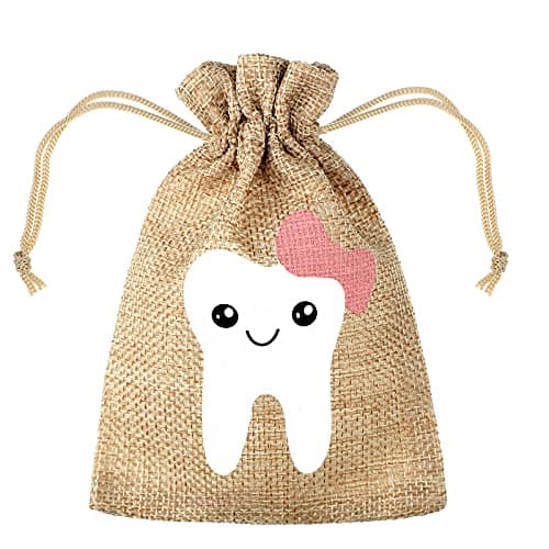Tooth Fairy Bag Pouch for Boys and Girls to Place Under Pillow Milk Teeth Container Box for Toothfairy Tooth Holder Keepsake Gift for Kids Children Baby Shower Birthday (Pink Style)
