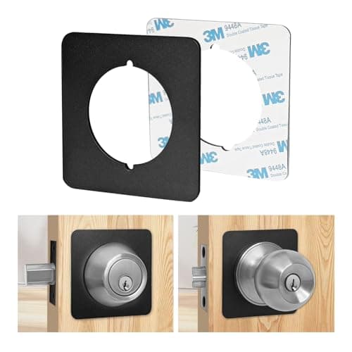 MOSECYOU Door Knob Plates Square Version, Matte Black, Thick, Door Reinforcement Plate, Scar Plates for Door Knob/Deadbolt, Door Handle Cover Filler Fixing Repair Backplate(2 Pcs, Matte Black)