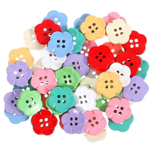 50PCS 1116 Flower Buttons Colorful Cute Bulk Buttons Pe Flower Button for Crafts Sewing Clothes Accessories DIY Scrapbooking Decoration068 014 Inches 10 Colors 5 PCSColor