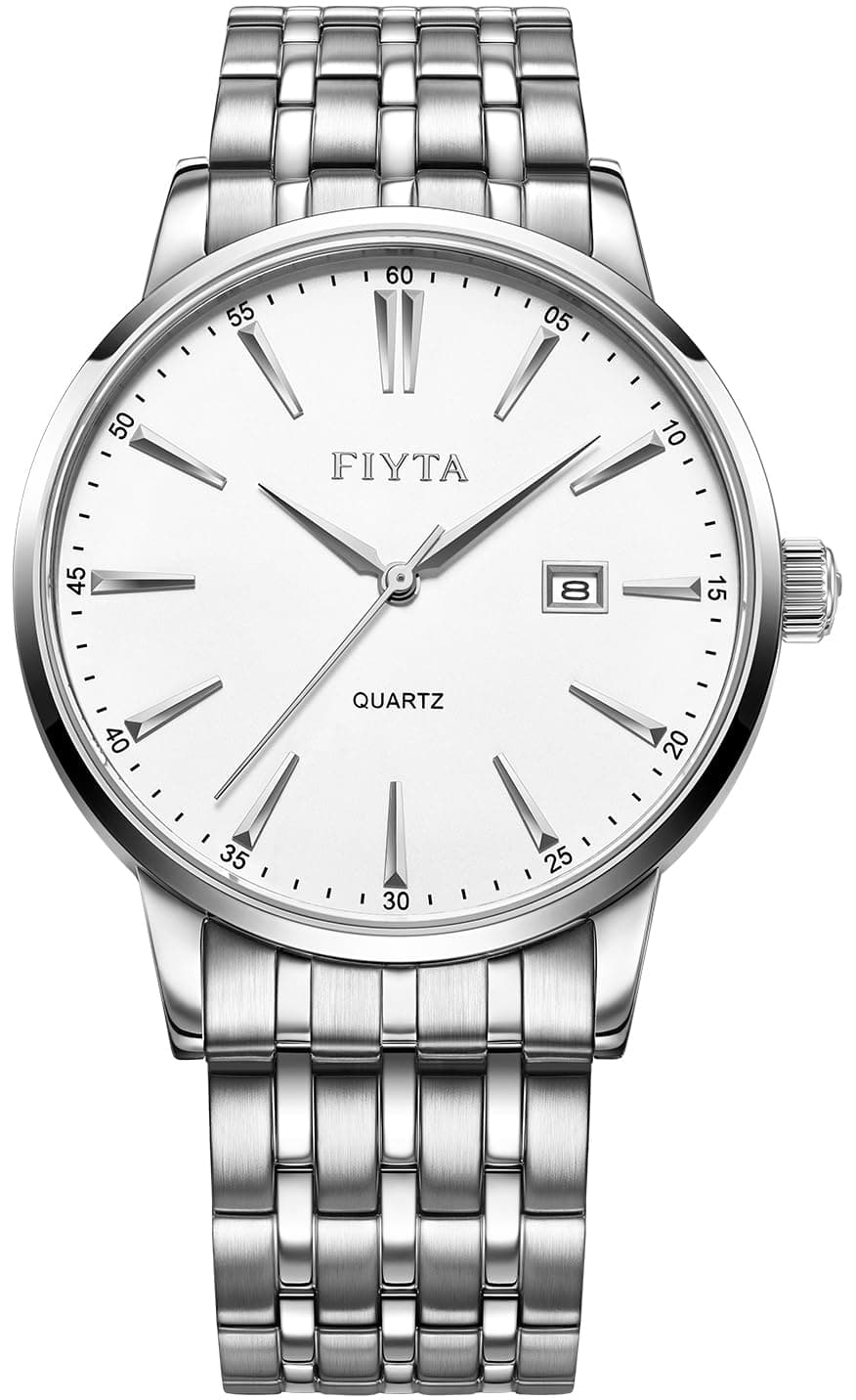 FIYTA Classic Watch for Men Business Dress Mens Wrist Watch Minimalist Ultrathin 3Hand Date Stainless Steel Waterproof Two Tone Quartz 40mm