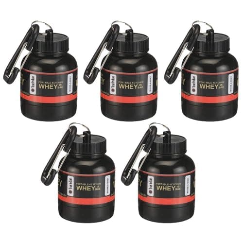 TRUE INDIAN Amazing Whey loader Protein Carry Funnel Portable Protein Whey or Supplement Powder Combo Pack of 5 Carrying Whey Funnel and Container Box with Key-Chain (BLACK)