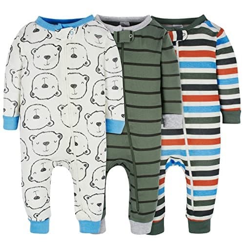 Onesies Brand Baby Boys 3-Pack Snug Fit One-Piece Cotton Pajamas, Bear, 18 Months