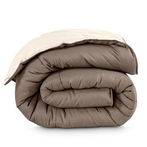 Bare Home Twin/Twin Extra Long Comforter - Reversible Colors - Goose Down Alternative - Ultra-Soft - Premium 1800 Series - All Season Warmth - Bedding Comforter (Twin/Twin XL, Taupe/Sand)