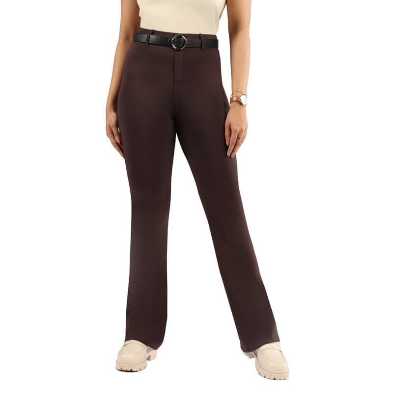 BlissClub AM:PM Air Flare Trousers Cotton for Women Above 5'5 ft Tall | Bootcut Trousers and Formal Pants for Women Office wear | Tailored fit